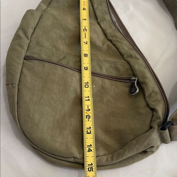 AmeriBag Healthy Back Bag | Distressed Nylon Sling | Olive Green | Small
